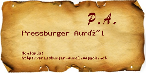 Pressburger Aurél névjegykártya